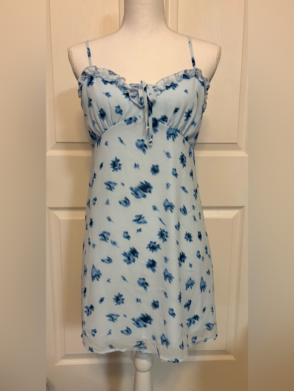 wild fable Light Blue Slip Dress with Blue Floral Print
